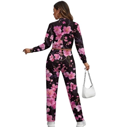 YewattlesWomen's 2 Piece Bomber Jacket Suit Jacket Button Long Sleeve Collared Coats with Long Pant Suits Stretchy Slim Fit2