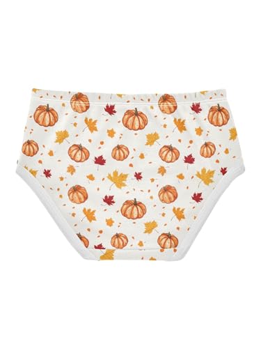 ZZKKO Orange Fall Maple Leaf Pumpkin Girls Underwear Toddler Panties for Girls Comfort Brief Size 2T2