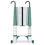Escalera telescópica de aluminio de 4,7 m, extensible de alta calidad, con estabilizador y ganchos extraíbles, antideslizante, plegable, telescópica, escalera de pie, escalera doméstica, escalera