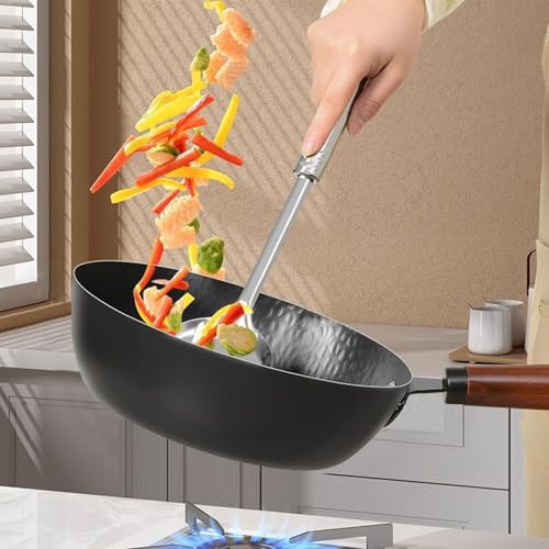 Wok de hierro fundido 28 cm antiadherente sin revestimiento miniatura 3