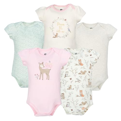 Hudson Baby Baby Girls' Short-Sleeve Bodysuit, 5-Pack