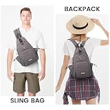 G4Free Płócienna torba na ramię, plecak crossbody, plecak turystyczny, torba na klatkę piersiową dla kobiet mężczyzn, ciemnoszary, Minimalistyczny