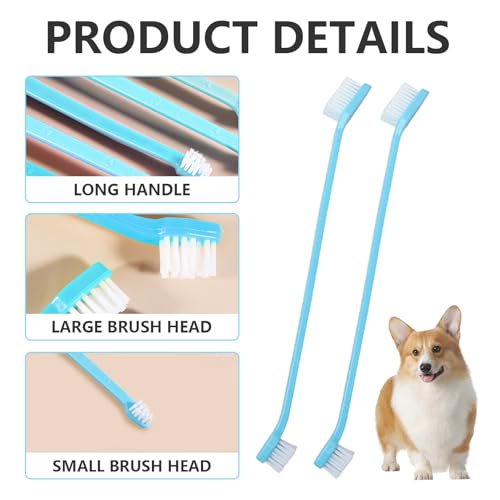 Image of 200 PCS Pet Toothbrush Bulk Double Headed Pet Toothbrush Puppy Tooth Brushing Kit for Pets Teeth Cleaning（Blue）