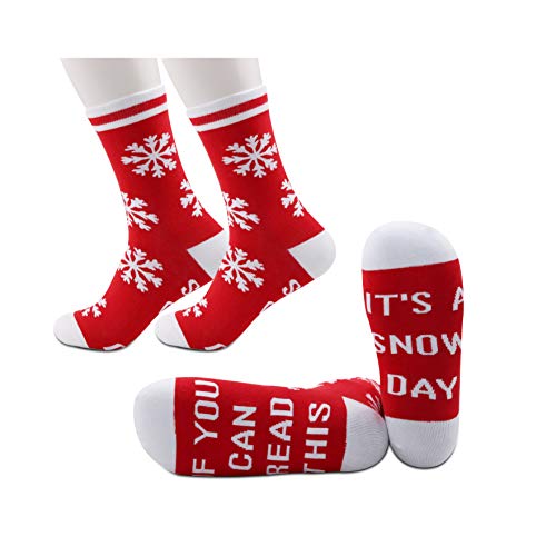 JXGZSO 2 Pairs Teacher Snow Day Gift Snow Lover Socks Can Read This It's A Snow Day Socks Christmas Gift