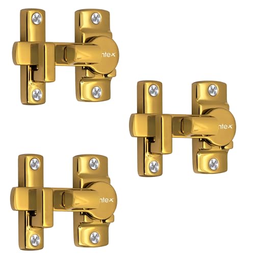 Image of Plantex 180 Degree Door Latch /Flip Latch Lock for Door /Chitkani /Lock Latch for Main Door /Baby Latch for Bathroom /Bedroom /Balcony /Door Stopper - Pack of 3 (Gold)