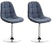 Produktbild CLP 2er Set Stühle Emil Stoff I Mit Gestepptem Sitz I Drehstühle Mit Trompetenfüße In Chromoptik, Farbe:blau