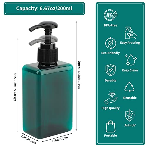 Image of Segbeauty Refillable Soap Dispenser, 4 Pack 6.8oz Plastic Square Press Pump Bottles, 200ml Empty Travel Containers Lotion Cosmetic Bottle Set for Hand Wash Shampoo Conditioner Shower Gel Essential Oil