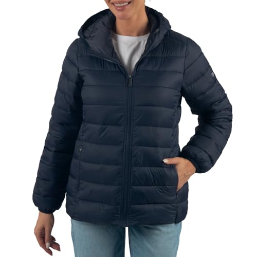 Image of Alpine Swiss Eva Women’s Hooded Puffer Jacket | Lightweight Down Alternative Coat | Warm Water-Resistant Packable Winter Outerwear with Zip Pockets NVY XL