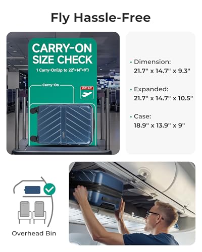 Image of BAGSMART Carry on Luggage 22x14x9 Airline Approved with TSA Lock, 100% Polycarbonate Hardside Suitcase with Spinner Wheels, Royal Blue