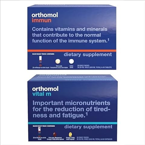 Orthomol Immun & Vital M Vials, Men's Health and Immune Support Supplements, 30-Day Supply Cover