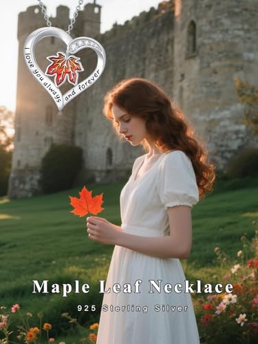 Dorunmo Thanksgiving Necklace 925 Sterling Silver Heart Pendant Necklaces for Women Holiday Festive Jewelry Turkey/Pumpkin/Maple Leaf Pendant Necklace3