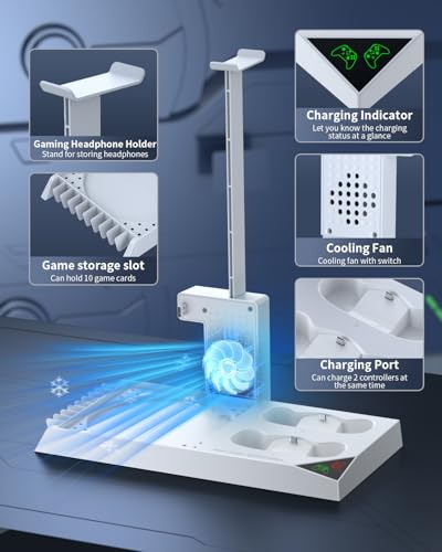 Image of MENEEA Cooling Fan &Charging Stand for Xbox Series X Console and Controller