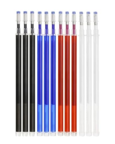 Image of 12pcs Heat Erasable Fabric Refills Each Color 3pcs Patchwork Marking Sew Pens High Temperature Disappearing Ink Fabric Markers for Embroidery Cross Stitch Hand Craft (Multi)