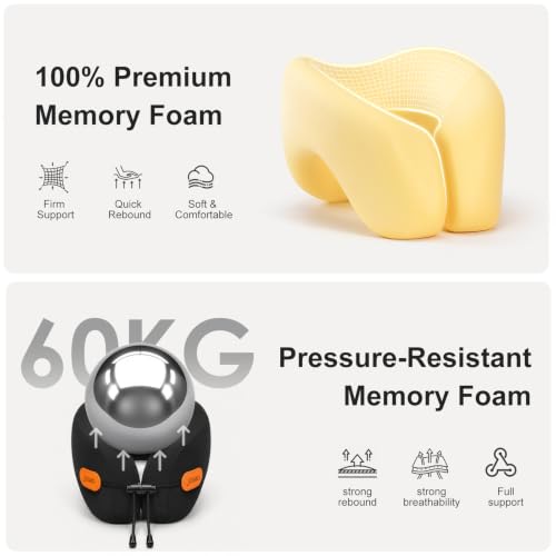 Image of Ergonomic Travel Pillow,100% Memory Foam Travel Neck Pillow for Airplanes