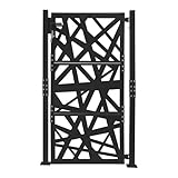 105×175 cm Gartentor Sicherheitstor, Robustem Sicherheitsverschluss, 180° Öffnungswinkel, 7 Schlüsseln, stabile Pfosten, geometrischem Muster, für Garten, Terrasse und Hof