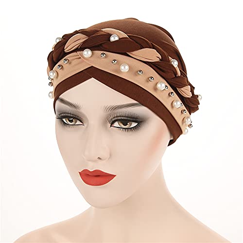 Fxhixiy Donne Hijab Perline Perla Treccia Turbante...