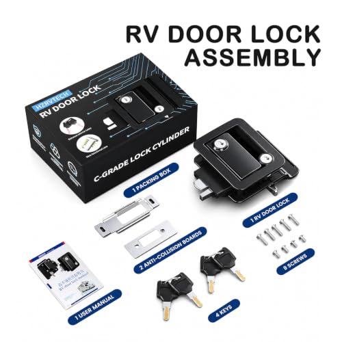 Image of RV Door Lock Replacement, Camper Door Lock Fits 2.75 inch x 3.75 inch Cutout | RV Door Handle & Camper Door Lock Replacement - Compatible with RVs, Travel Trailers, Fifth Wheels and More