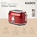 Haden Dorset 2 Slice Wide Slot Stainless Steel Toaster with Adjustable Browning Control & Non-Slip Feet, Putty & Chrome