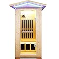 OUTEXER Outdoor Sauna Wooden Far Infrared Saunas Spa 1300W Low-EMF Dry Sauna Room for One Person Finland Spruce Wood