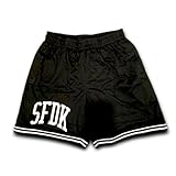 SFDK Pantalón Corto Deportivo Negro (FR/ES, Letras, M, XXL, Regular, Regular, Negro)