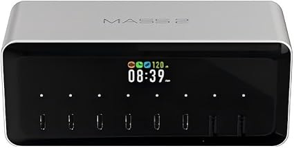 MASS2 200 W Desktop Super Power Station, 200 W Output, 6 USB-C-poorten, app- bediening, Smart Power Allocatie, beeldschermweergave, actieve koeling