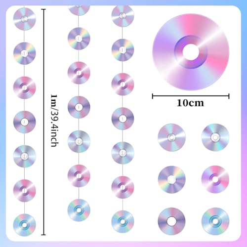 Image of Zliisang 8 pcs Y2K CD Paper Garland Banner 2000s Party Decorations Y2k Hanging Decor Paper Cutouts Retro Disco Garland Y2K Theme 90s Birthday Bachelorette Party Supplies Decoration