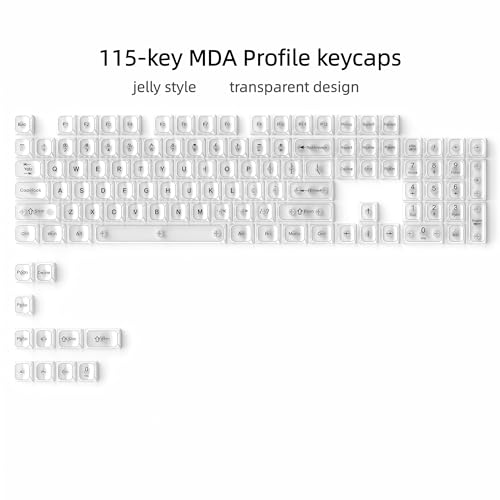 Image of dagaladoo White Clear keycaps,Transparent keycaps 60 75 100 Percent,Ceramic Jelly Key caps Set,Shine Through Key caps,MDA Profile Keyboard Key Cap for Mx Switches Mechanical Keyboard