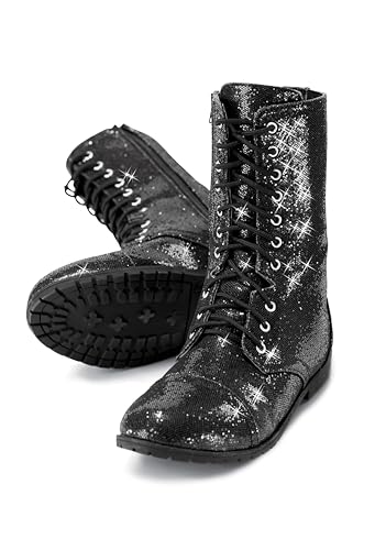 Balera Glitter Combat Boots with Zipper for Women Perfect for Dance