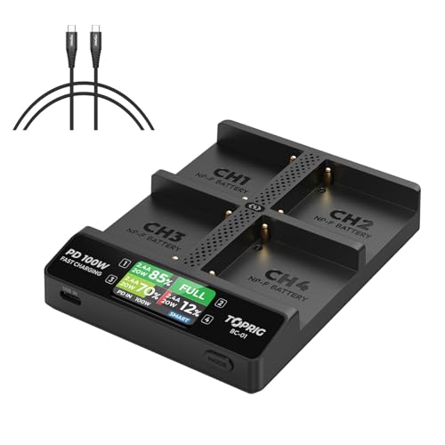 Image of Accsoon Toprig Battery Charger 4-Channel PD60W Fast Charging with LCD Display, Compatible with NP-F550, NP-F750, NP-F970, NP-F930, NP-F950, NP-F960, and NP-F770 battey