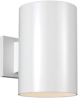 Sea Gull 8313901-15 Contemporary Modern One Light Outdoor Wall Lantern from Outdoor Cylinders Collection in White Finish,