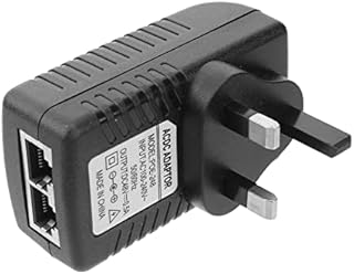 STOBOK DC Power Supply Adapter, 48V 0.5A POE Injector Power Supply Over Ethernet Adapter with UK Plug for POE Device Black