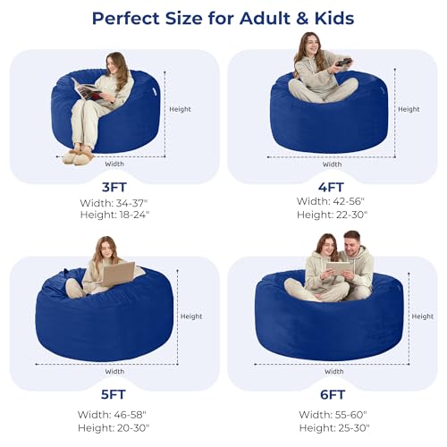 Image of HABUTWAY Bean Bag Chair: Giant 4' Memory Foam Furniture Bean Bag Chairs for Adults with Microfiber Cover 4Ft (Blue)