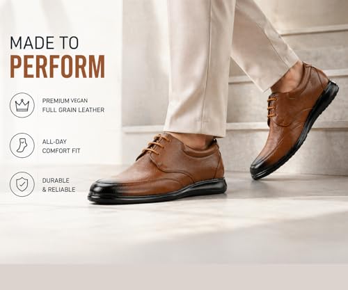 Image of Kraasa Men's Formal Lace-Up Shoes | Vegan Leather Upper | Airmix Sole | High Cushioning | Lightweight & Comfortable Office Dress Shoes