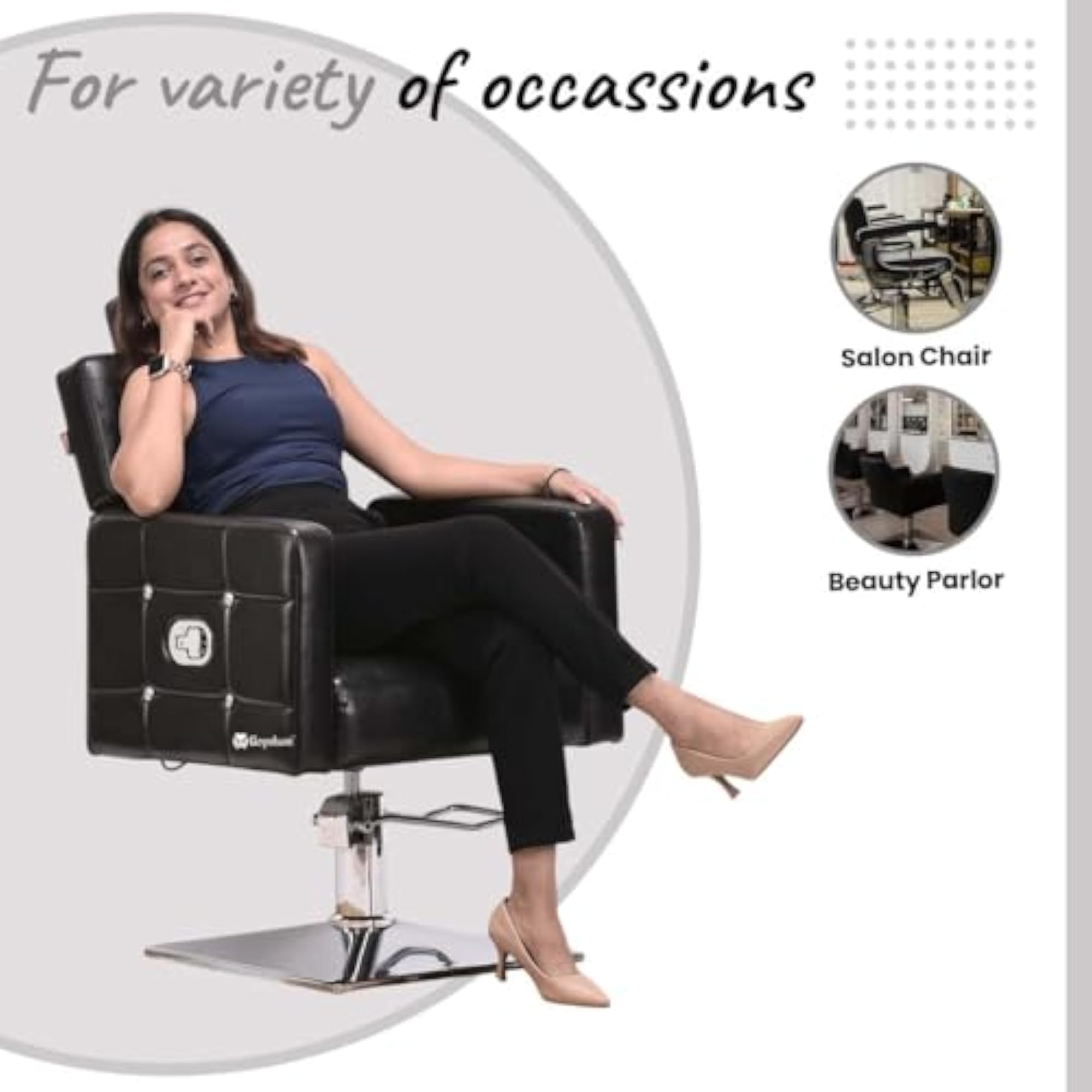 Leather Salon Chair with Hydraulic & Push Back System