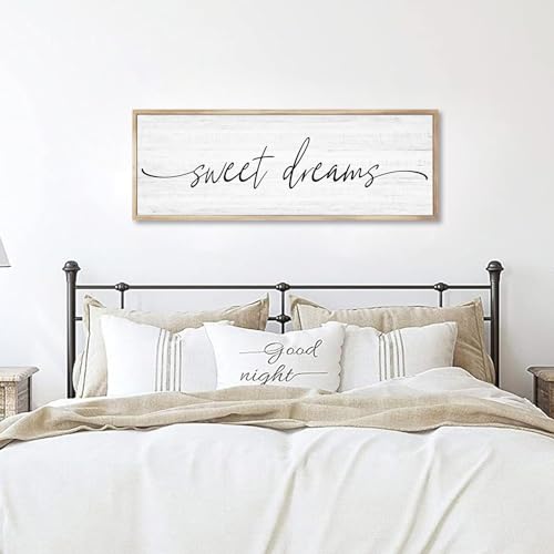 Sweet Dreams Wall Decor Above Bed Large 41''×15'' Farmhouse Wall