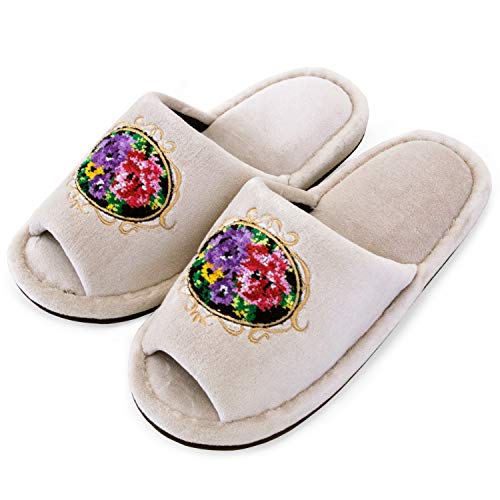 オカ(OKA) スリッパ ベージュ 足のサイズ 約25cmまで シェニールロゼ (エレガント ゴージャス)