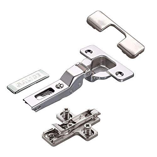 SOTECH 2 x Cerniera Salice pot 110° serie 200 schema di foratura T52 arresto centrale inclusa piastra di montaggio a croce altezza 3 mm con viti Euro preinstallate