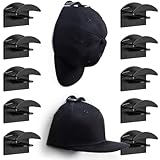 Colgador Gorras Organizador Negros – 10 Ganchos Pared (2 en 1 Adhesivo o Tornillos) Perchero Modular para Gorra Abrigo Ligero Auriculares Llaves Cuelga Hasta 1 Kg Estilo Moderno para Hogar y Armario