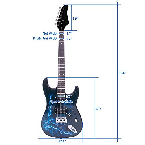 Waful Guitare électrique avec cordon d’alimentation, sangle, sac, médiators Noir/bleu foncé - Les Beatles, Paul McCartney, John Lennon, RIngo Starr, George Harrison Waful Guitare électrique avec cordon d'alimentation, sangle, sac, médiators Noir/bleu foncé – Image 3