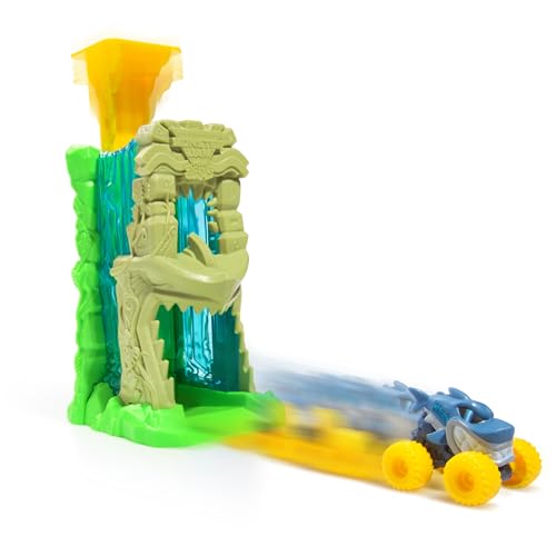 Image of Monster Jam Mini Jams Megalodon Jungle Blaster Launcher Playset | Includes 2 Mini Trucks & Launcher, Launch Rapid-Fire Action, Stores up to 5 Mini Trucks, Toys for Ages 3 and Up