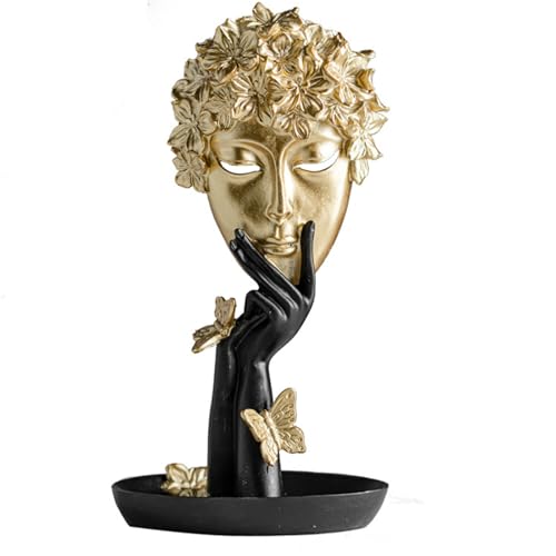HWYYLXS Silence Is Golden Statue Mask Abstract Art Character