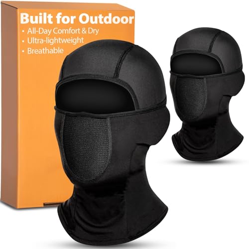 RIGWARL 2 Pack Cooling Shiesty Mask Balaclava Face Mask Men Women, Lightweight Motorcyle Balaclava with Mesh Panel & Movable Deisgn, Moisture-Wicking Ski Mask UV Protection for Cycling Football Hiking