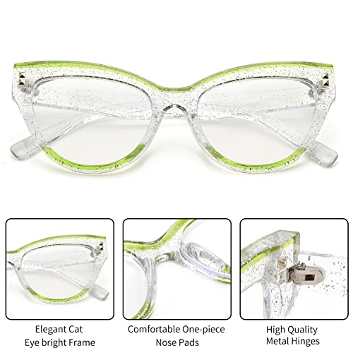 Image of FEISEDY Women Oversized Blue Light Blocking Computer Glasses Fake Nerd Cat Eye Glasses Frame Anti Eyestrain B2323