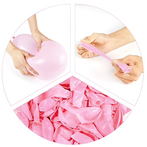100Pcs Pink Balloons, 12 Inch Pink Latex Party Balloons Helium Quality For Gender Reveal,Engagement,Bridal Shower, Birthday Party, Baby Shower,Wedding Party Decoration (With Pink Ribbon)… #TOP1