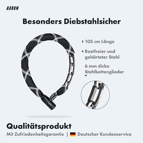 Fahrradschloss AARON Cobra 105 cm Kettenschloss mit Schlüssel