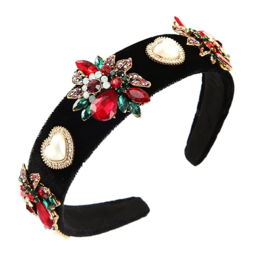 Bandeau cheveux velours à motifs fleur et cœur pour coiffure rapide