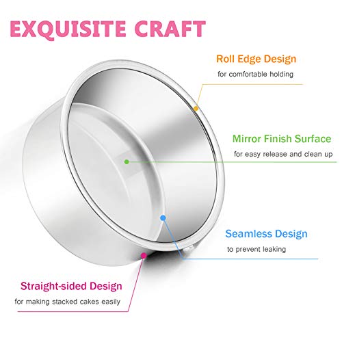 E-far 4 Inch Small Cake Pan Set of 3, Stainless Steel Mini Round Smash Cake Baking Pans, Non-Toxic & Healthy, Mirror Finish & Dishwasher Safe by E-far - Image 3