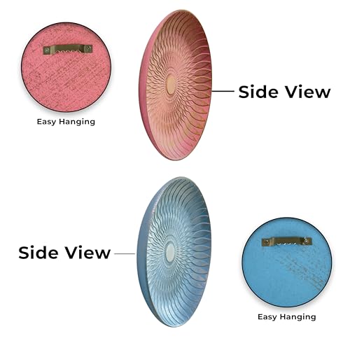 Image of Art Street Set of 4 MDF Decorative,Wall Hanging Plates for Home,Living Room,Hotel Bedroom And Office Decor Show Pieces (Pink & Blue, Size 8 x 8 Inch)