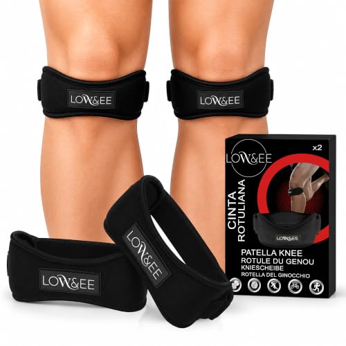 LOW&EE® Rodillera Rotuliana Ajustable 2 Uds, Cinta Rotuliana adulto y niños, Rodilleras Menisco y Ligamento con Correa para Tendón Rotuliano, Estabilización de la articulación, Alivio de la Tendinitis