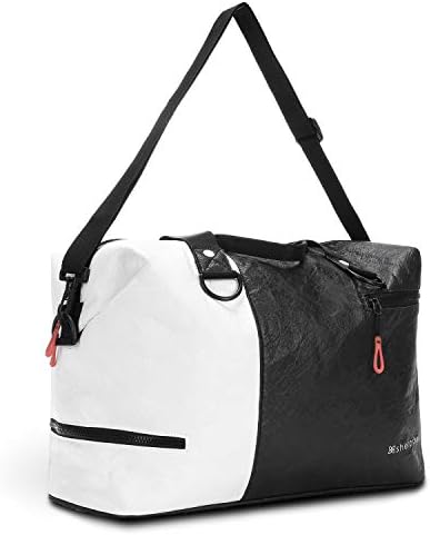 Sherpani Sola, Ultralight Gym Bag, Duffle Bag, Duffel Weekender Bag, Sports Bag, Yoga Bags for Women with Shoe Compartment (White/Black)